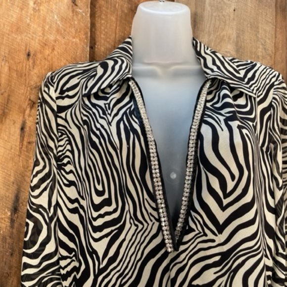 ABS by Allen Schwartz Vintage Zebra Print Shift Dress - Size 6 - Picture 5 of 15